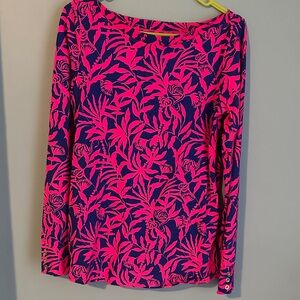 Lilly Pulitzer Pink and Blue Floral Blouse